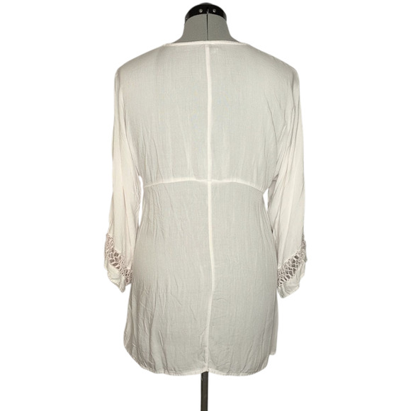 Raviya pale pink V-neck lace trim, drawstring beach/swim cover up, size small - Picture 3 of 10